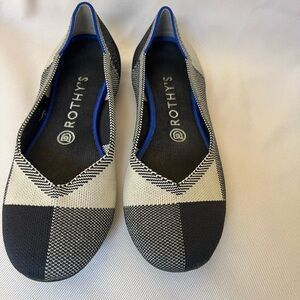 Rothy's Women's Black and Cream Checkered Flats